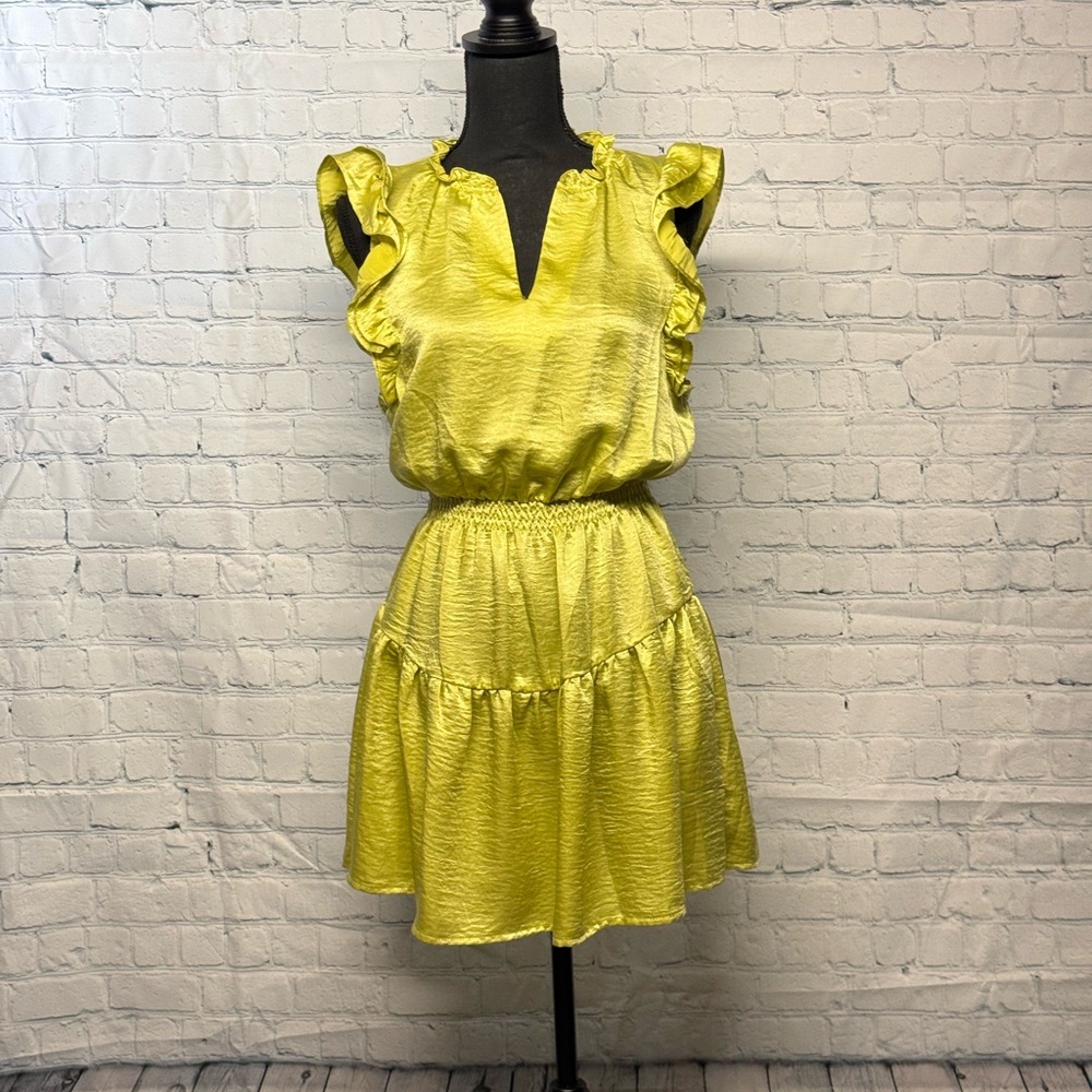 Steve Madden Yellow Ruffled Mini Dress